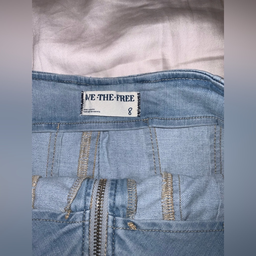 Free People We The Free Layla Zip Denim Mini Skirt Light Wash Size 8 - Picture 4 of 8